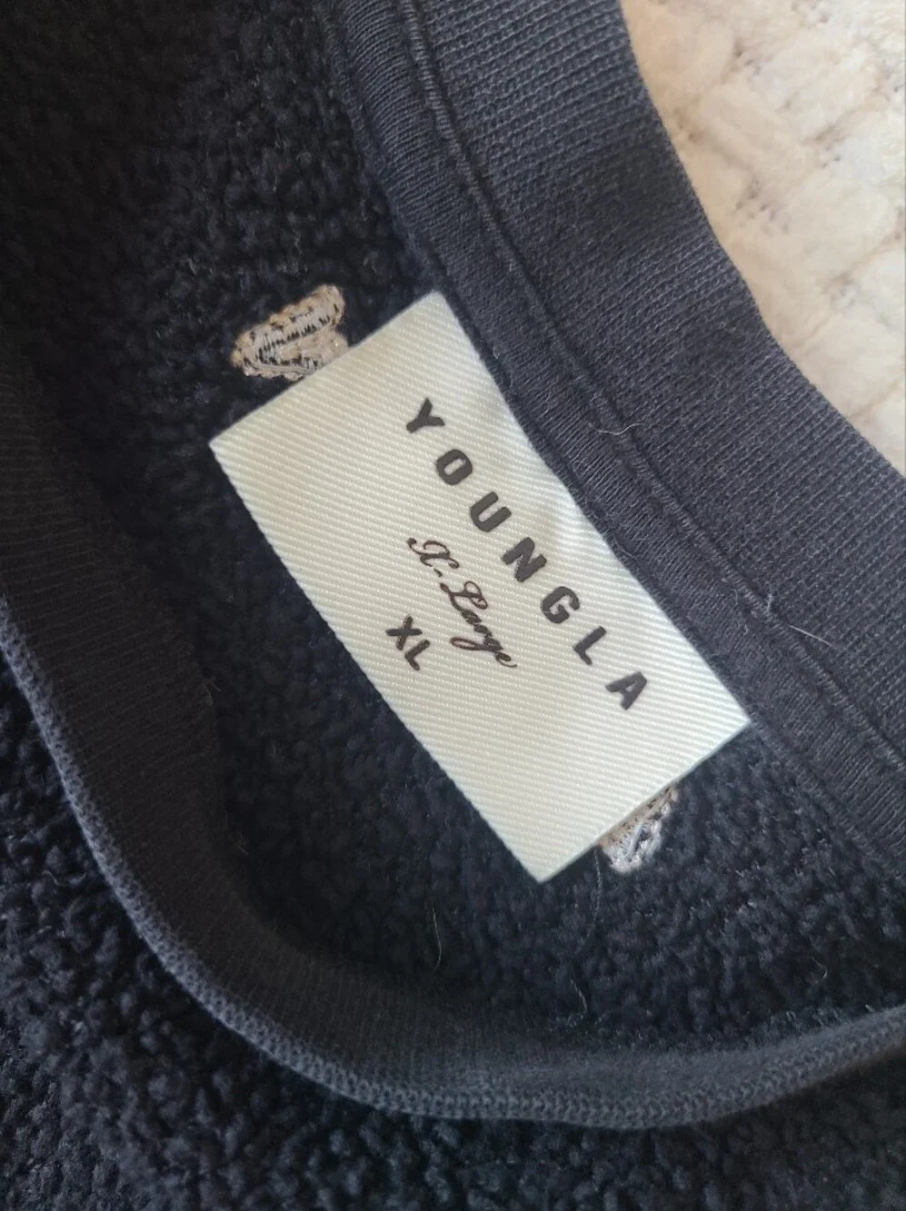YoungLA Men's Black Terry Crewneck Sweater Size XL